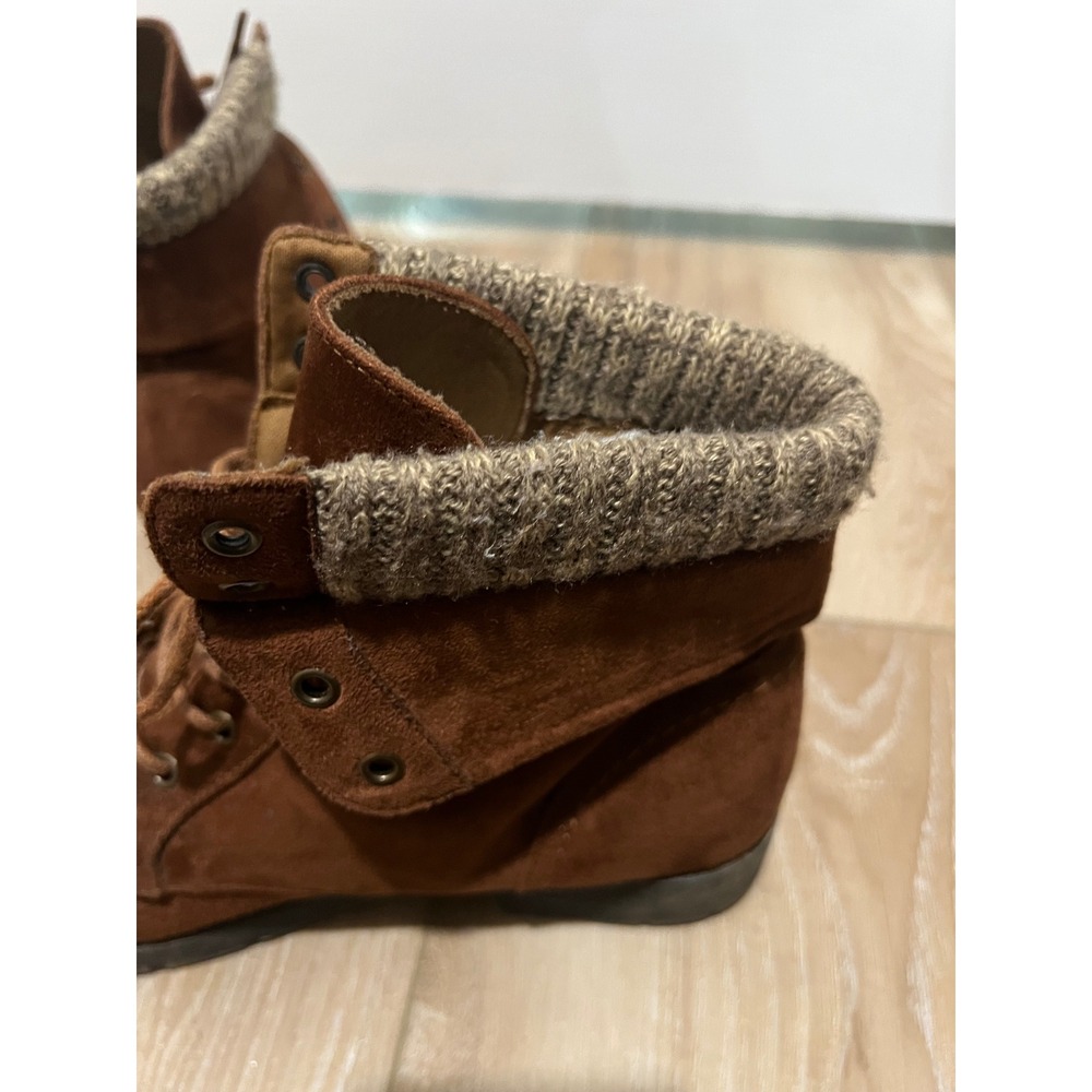 Arizona Jean Co Yetta Womens Cognac Brown Faux Suede Knit Collar Ankle Boots 9.5 - Picture 6 of 10